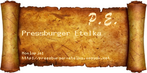 Pressburger Etelka névjegykártya